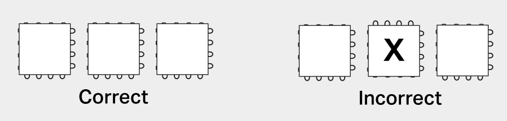 Diagram showing the proper placement of tiles