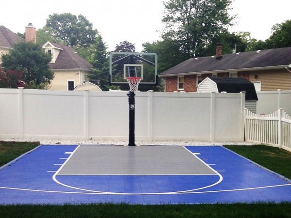 Bright blue and gray half court