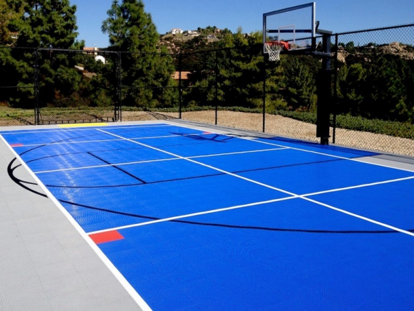 Gray and bright blue multi court